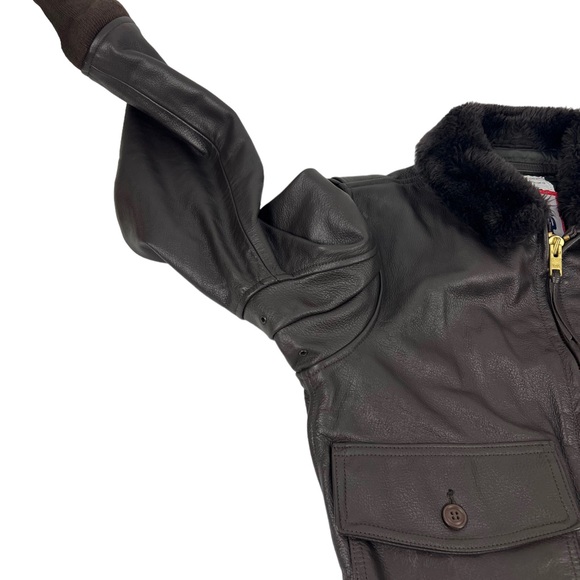 Type G-1 Flyers Jacket Mens Size 36 Excelled Sheepskin Leather Coat Brown DSCP - Picture 11 of 16